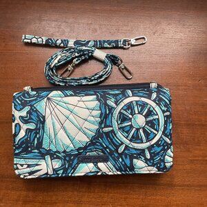 Vera Bradley RFID All-in-One Crossbody Wristlet  "Shore Enough" Nautical Pattern